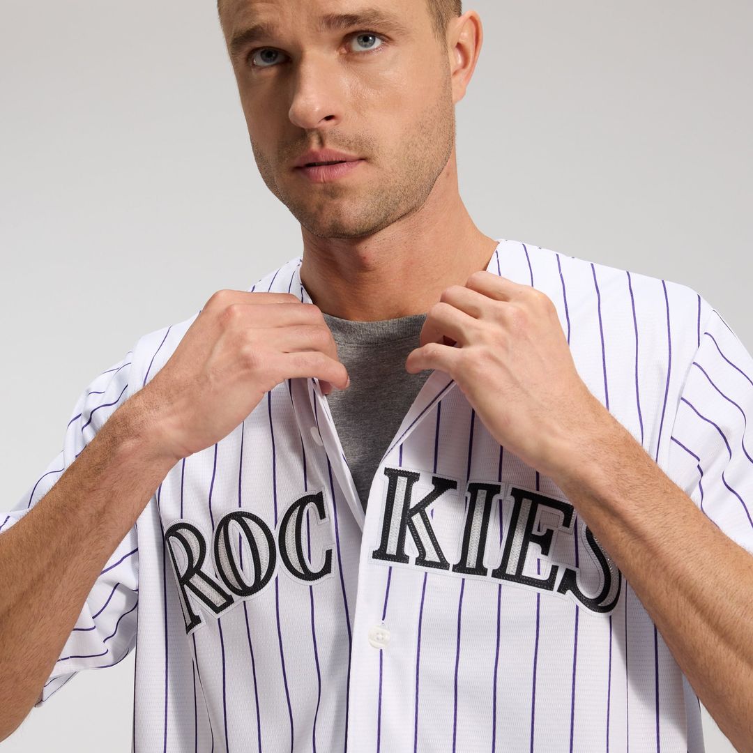 Men's Colorado Rockies White Home Replica MLB Baseball Jersey - view 7