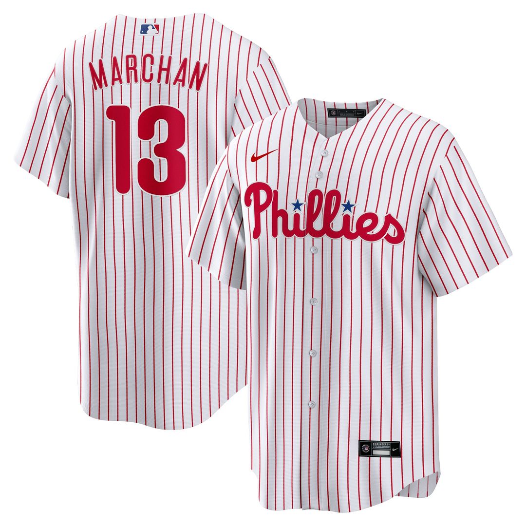 Men's Philadelphia Phillies Rafael Marchán White Home Replica MLB Baseball Jersey - view 1