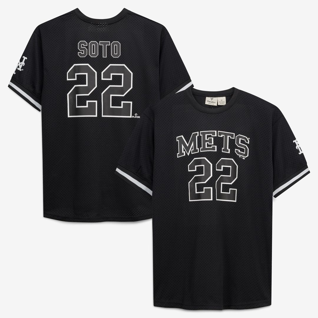 Men's New York Mets Juan Soto Black/White Big & Tall Heavyweight Mesh MLB Baseball Jersey - view 1