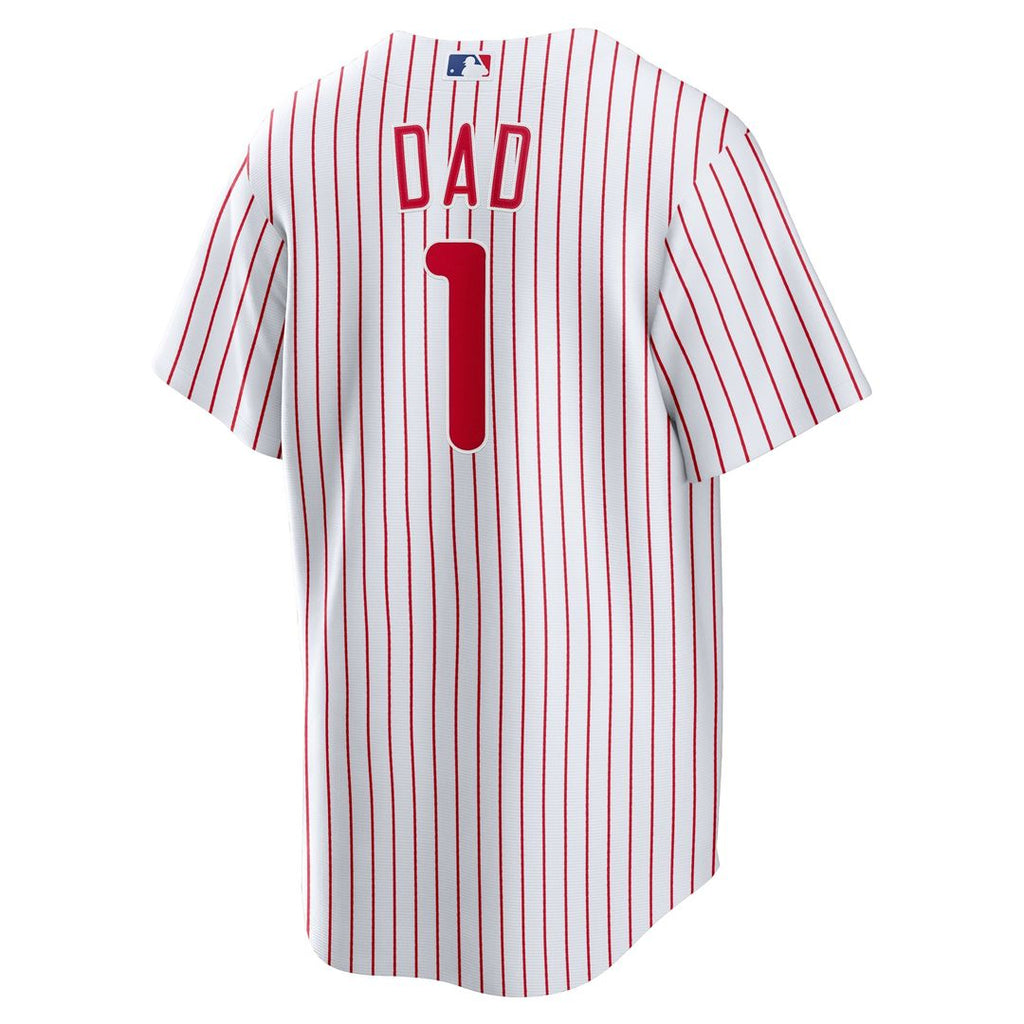 Men's Philadelphia Phillies White #1 Dad Home Replica MLB Baseball Jersey - view 3