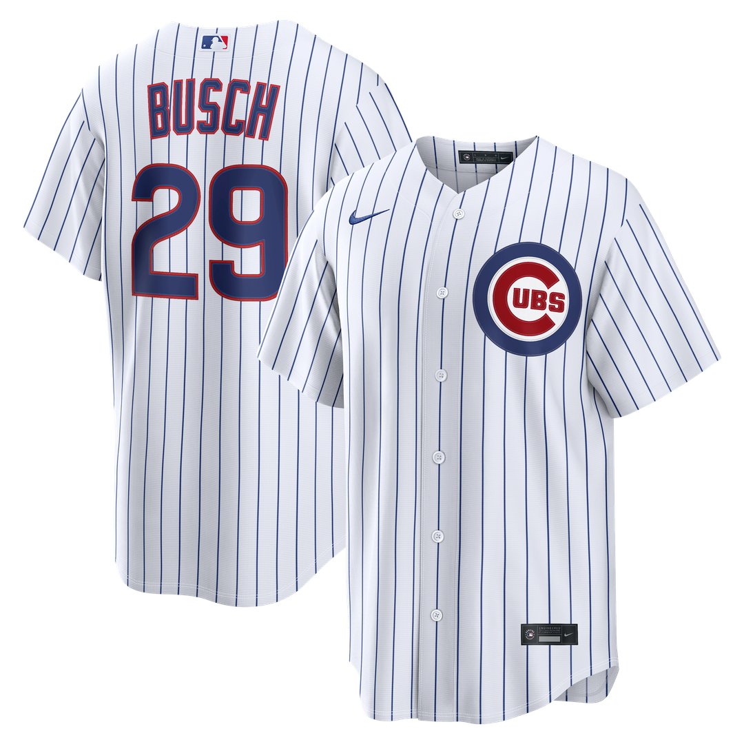 Men's Chicago Cubs Michael Busch White Home Replica MLB Baseball Jersey - view 1