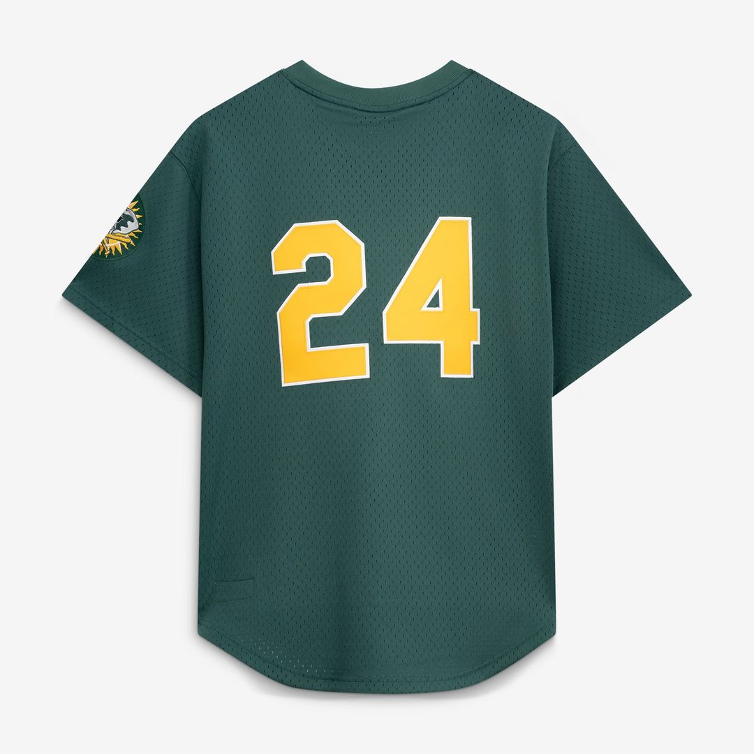 Men's Athletics Rickey Henderson Green Batting Practice MLB Baseball Jersey - view 3