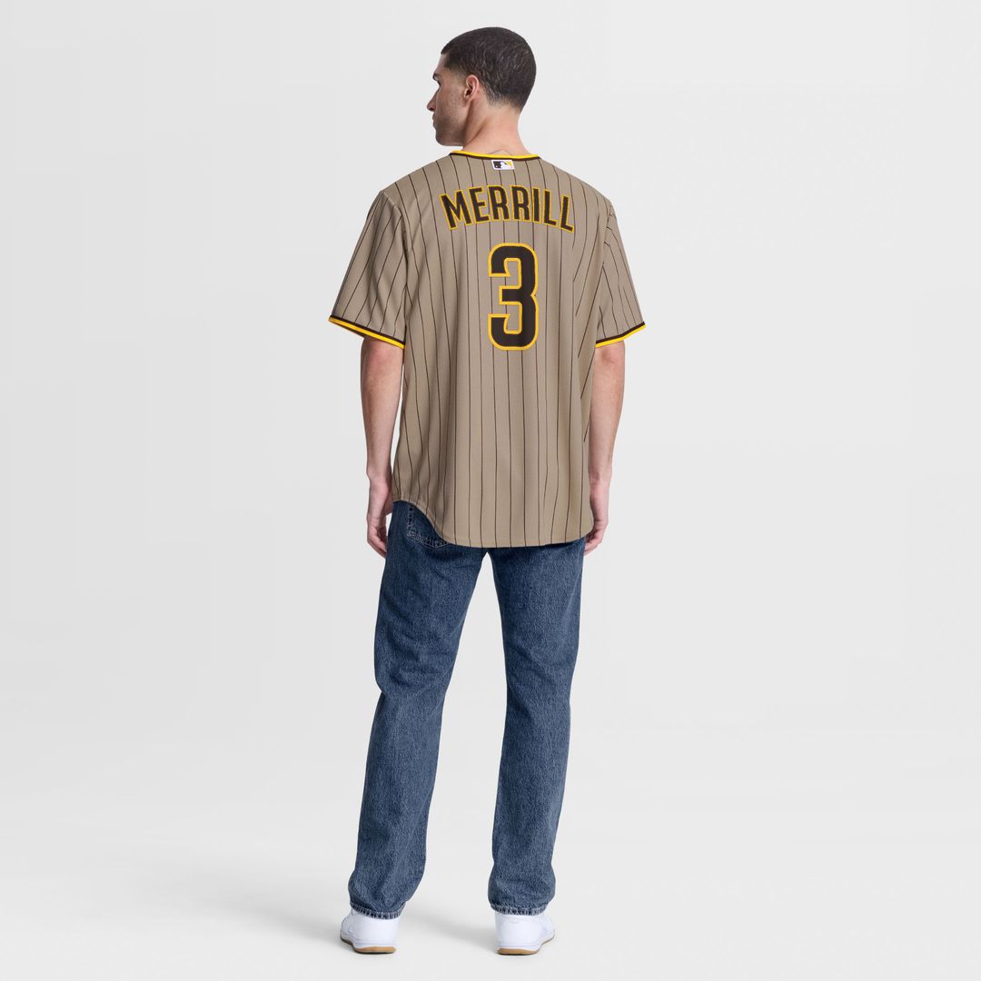 Men's San Diego Padres Jackson Merrill Sand Alternate Replica MLB Baseball Jersey - view 10