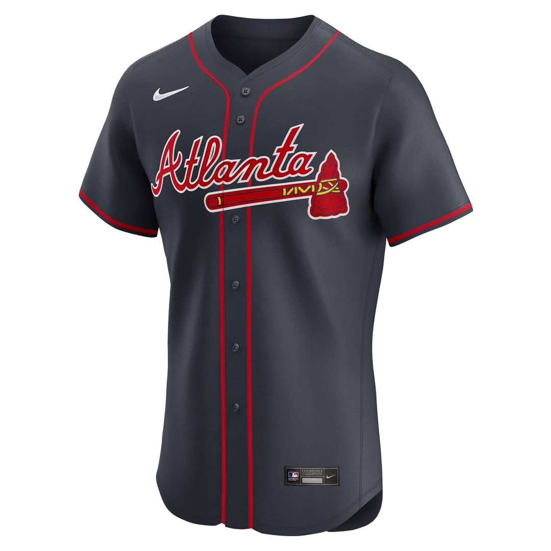 Men's Atlanta Braves Ronald Acuña Jr. Navy Alternate Elite MLB Baseball Jersey - view 2