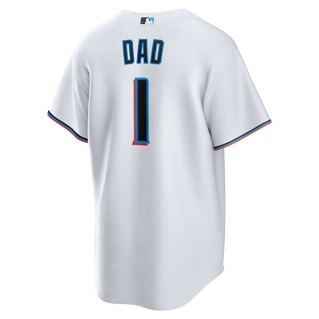 Men's Miami Marlins White #1 Dad Home Replica MLB Baseball Jersey - view 3