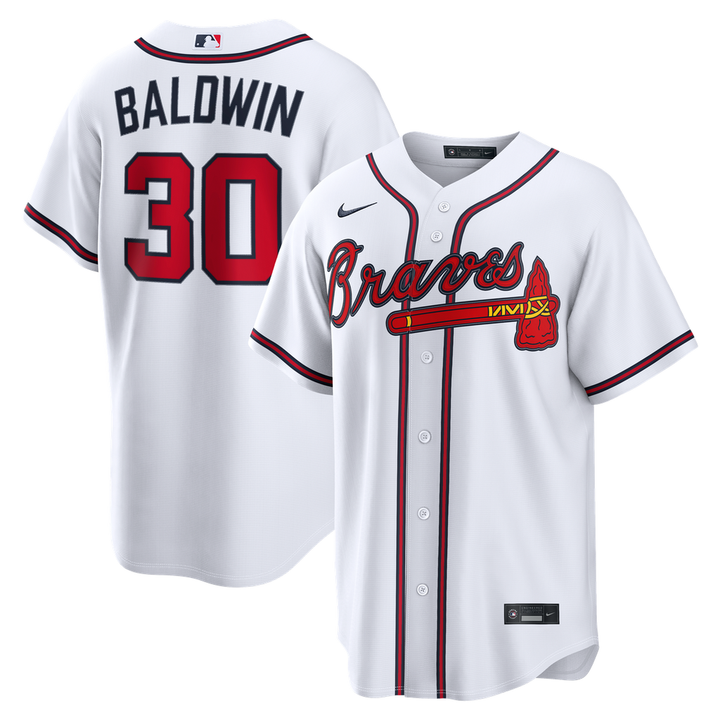Men's Atlanta Braves Drake Baldwin White Home Replica MLB Baseball Jersey - view 1