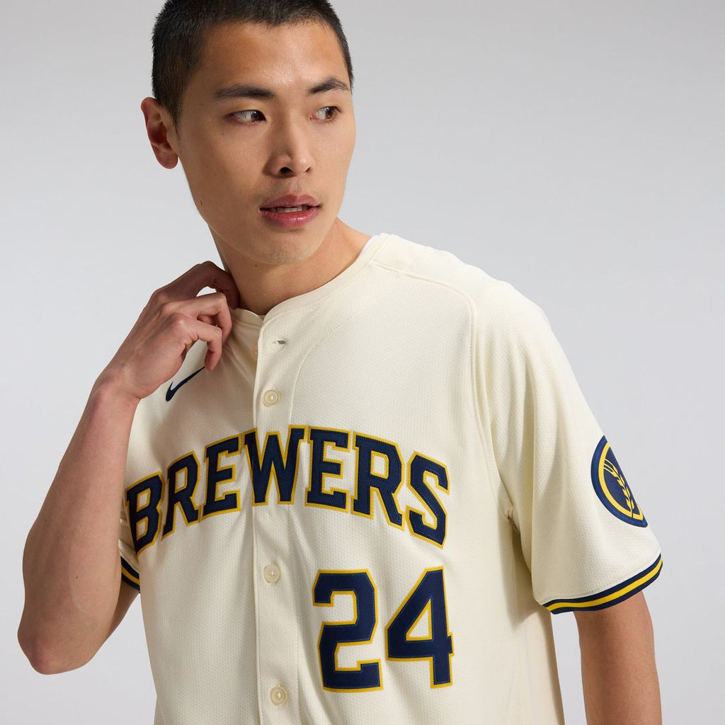 Men's Milwaukee Brewers William Contreras Cream Home Limited MLB Baseball Jersey - view 10