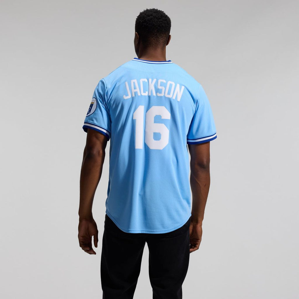 Men's Kansas City Royals Bo Jackson Light Blue Throwback Cooperstown Collection Limited MLB Baseball Jersey - view 6