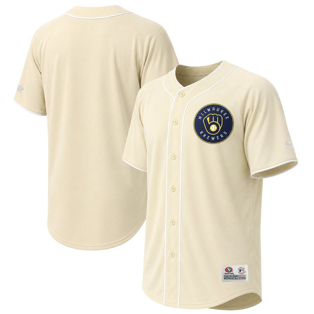 Men's Milwaukee Brewers Cream Fashion MLB Baseball Jersey - view 1