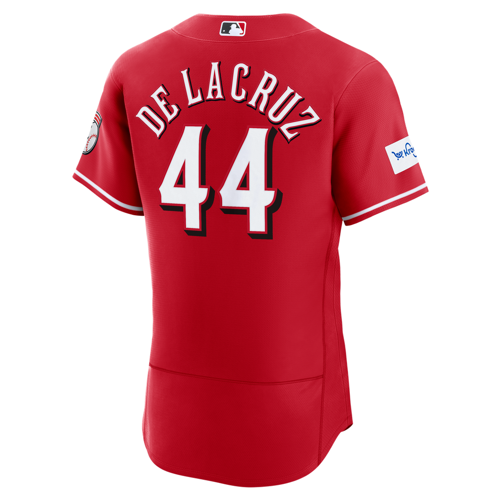 Men's Cincinnati Reds Elly De La Cruz White Home Sponsor Patch MLB Baseball Jersey - view 9