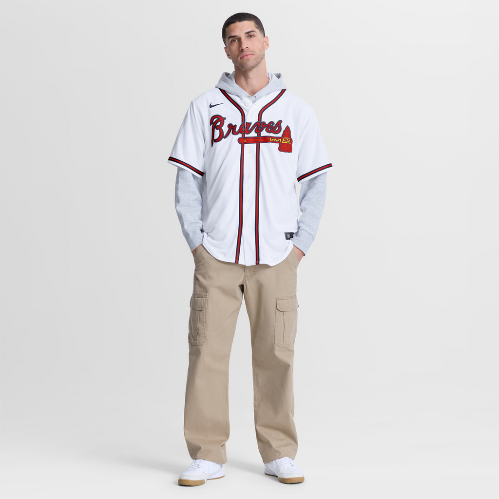 Men's Atlanta Braves Grant Holmes White Home Replica MLB Baseball Jersey - view 4