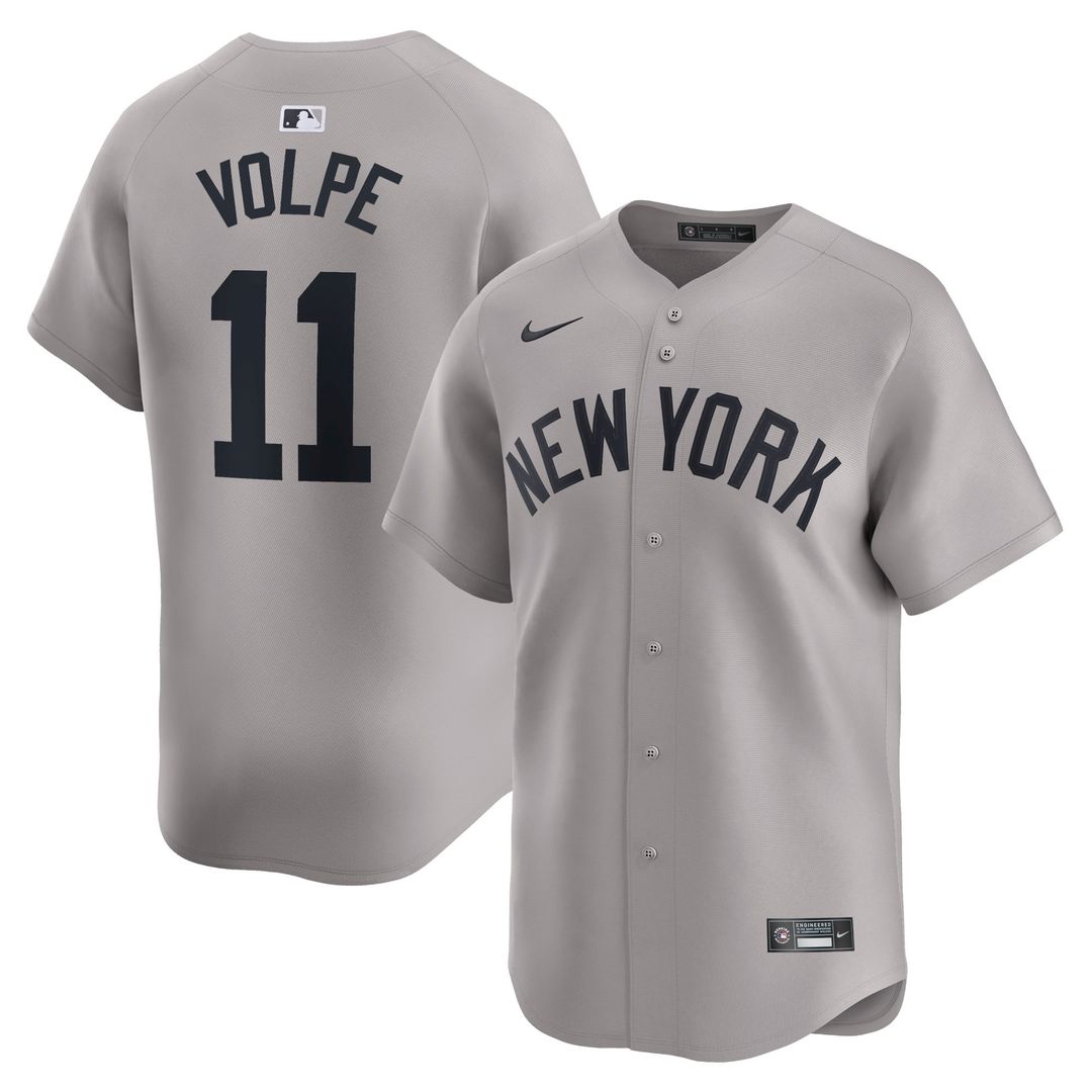Men's New York Yankees Anthony Volpe Gray Away Limited MLB Baseball Jersey - view 1