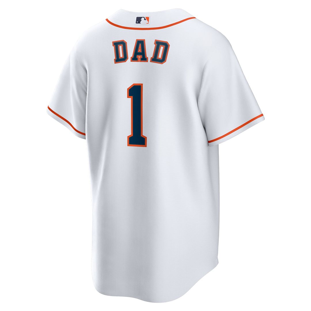 Men's Houston Astros White #1 Dad Home Replica MLB Baseball Jersey - view 3