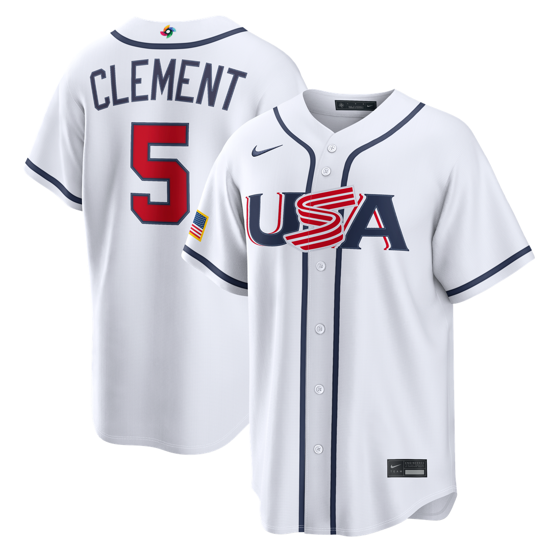 Men's USA Baseball Ernie Clement White 2026 World Baseball Classic Home Stadium MLB Baseball Jersey - view 1