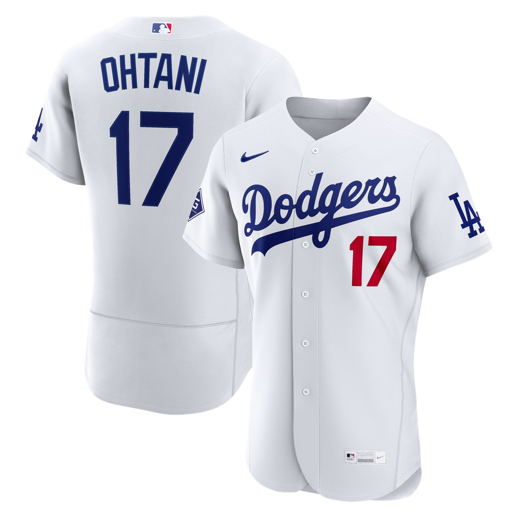 Men's Los Angeles Dodgers Shohei Ohtani White Home Sponsor Patch MLB Baseball Jersey - view 1