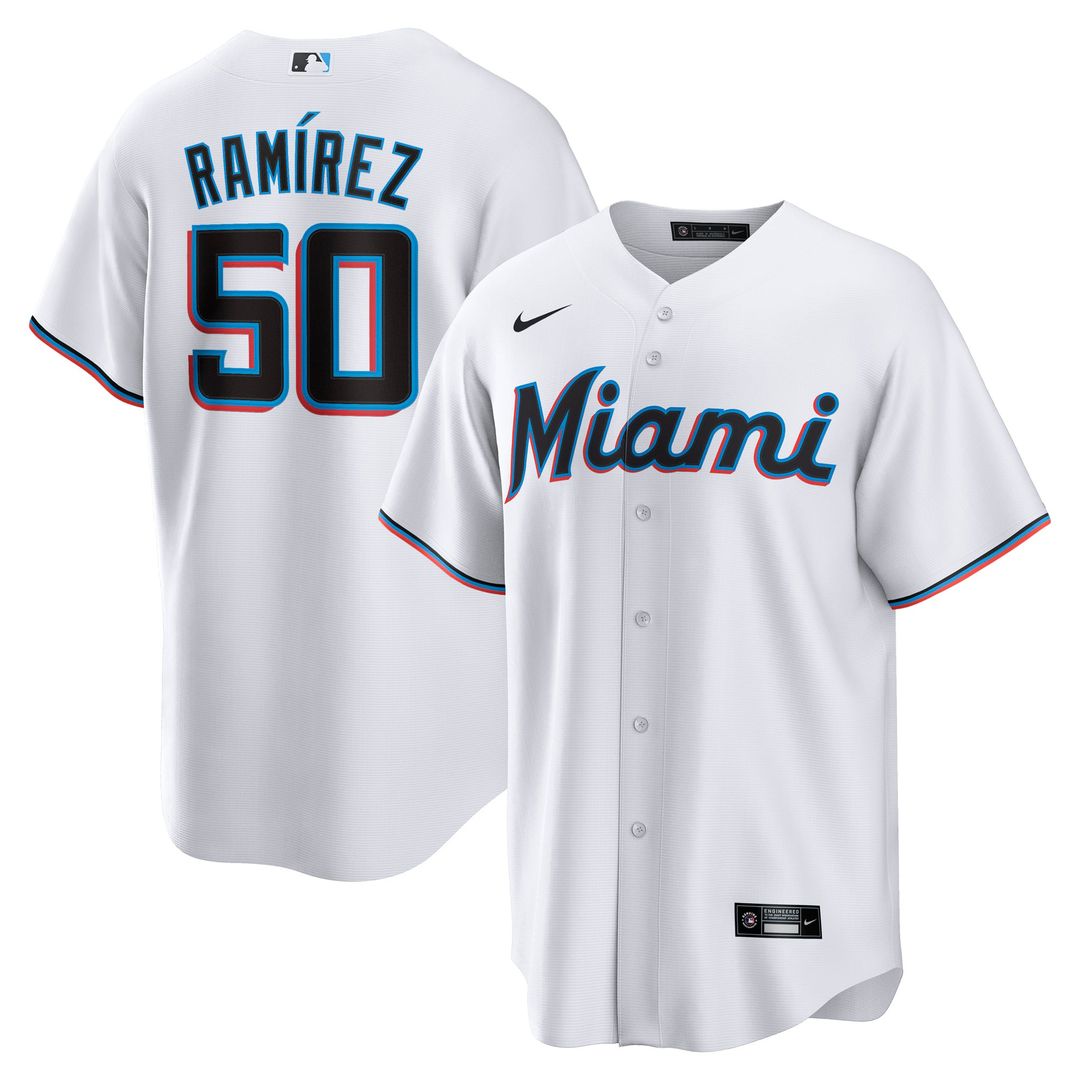 Men's Miami Marlins Agustín Ramírez White Home Replica MLB Baseball Jersey - view 1