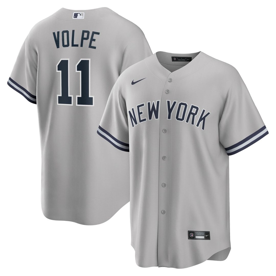 Men's New York Yankees Anthony Volpe Gray Road Replica MLB Baseball Jersey - view 1