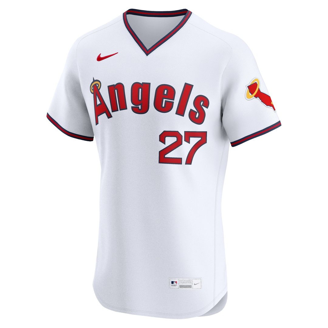 Men's Los Angeles Angels Mike Trout White Alternate 2 Elite MLB Baseball Jersey - view 2