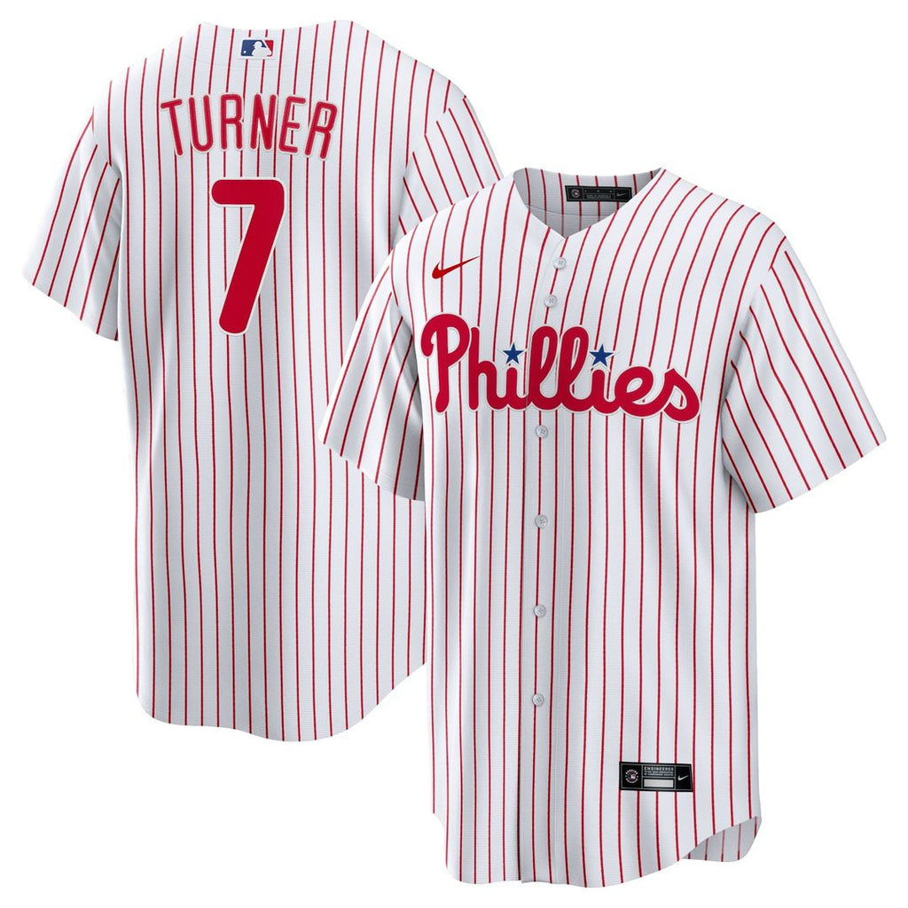 Men's Philadelphia Phillies Trea Turner White Home Replica MLB Baseball Jersey - view 1