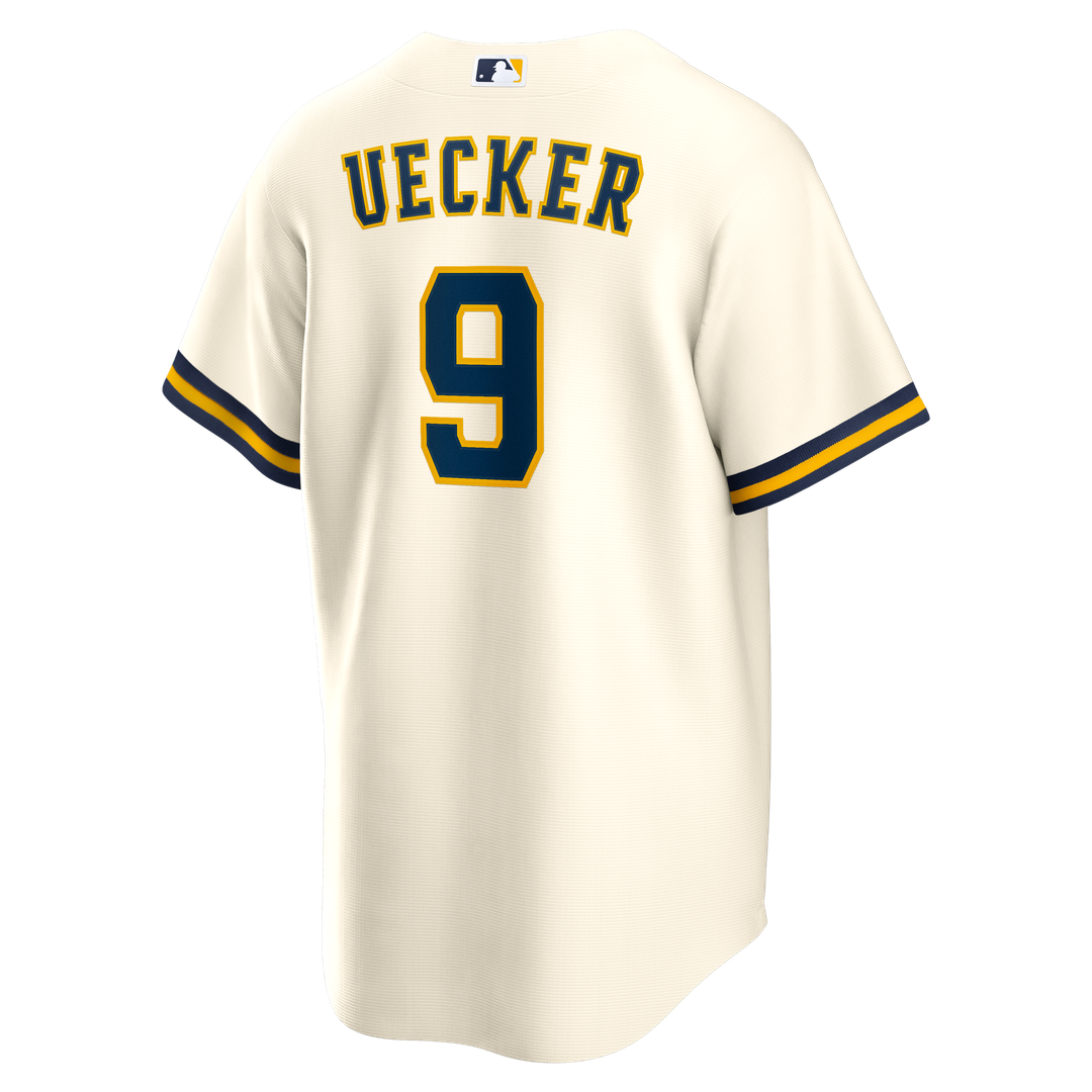 Men's Milwaukee Brewers Bob Uecker Cream Home Retired Player Replica MLB Baseball Jersey - view 3