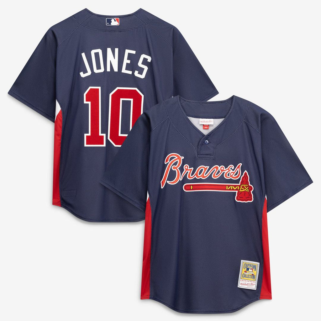 Men's Atlanta Braves Chipper Jones Navy Batting Practice MLB Baseball Jersey - view 1
