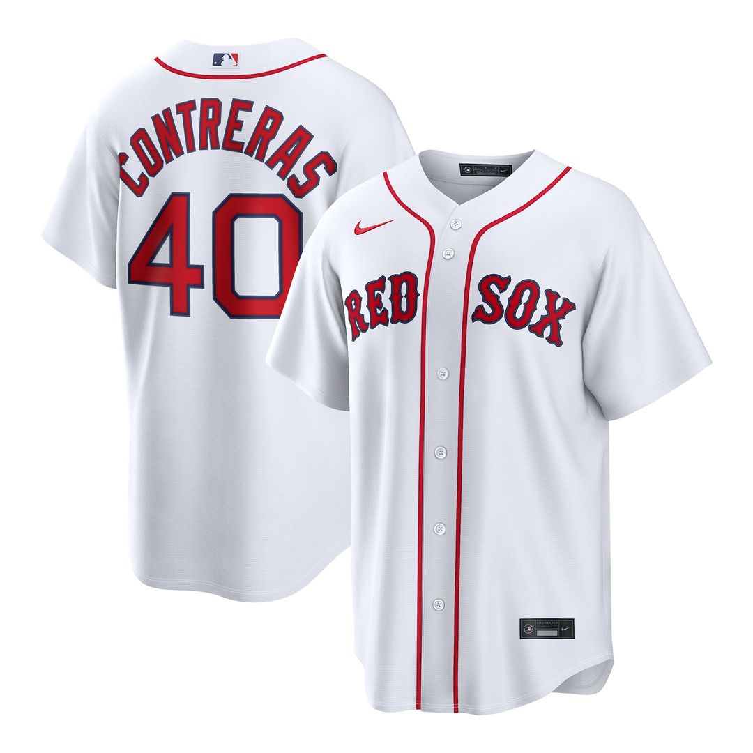 Men's Boston Red Sox Willson Contreras White Home Replica MLB Baseball Jersey - view 1