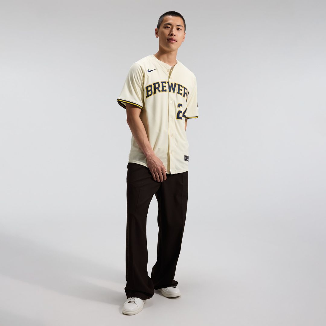 Men's Milwaukee Brewers William Contreras Cream Home Limited MLB Baseball Jersey - view 4