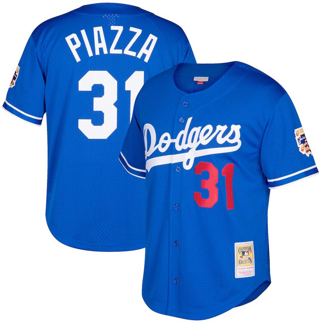 Men's Los Angeles Dodgers Mike Piazza Royal Big & Tall Cooperstown Mesh Batting Practice MLB Baseball Jersey - view 1