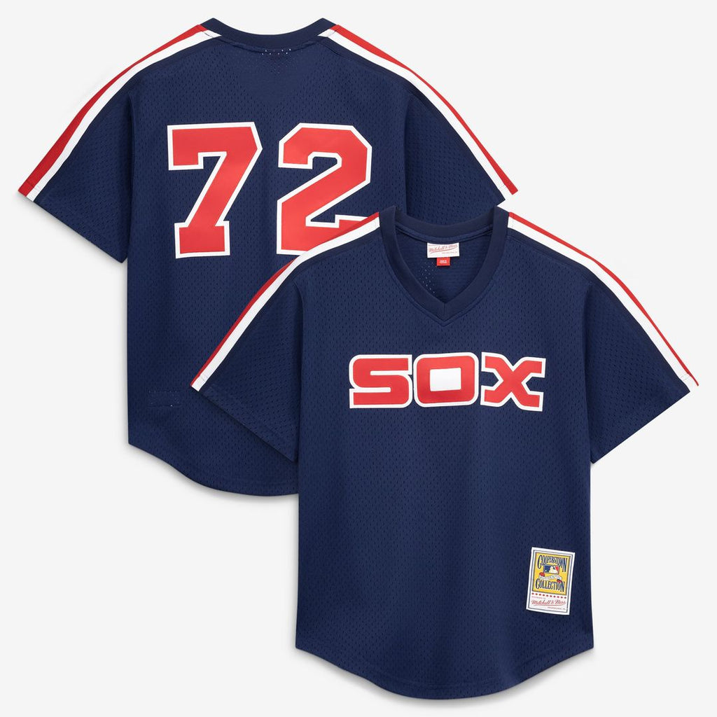 Men's Chicago White Sox Carlton Fisk Navy Batting Practice MLB Baseball Jersey - view 9