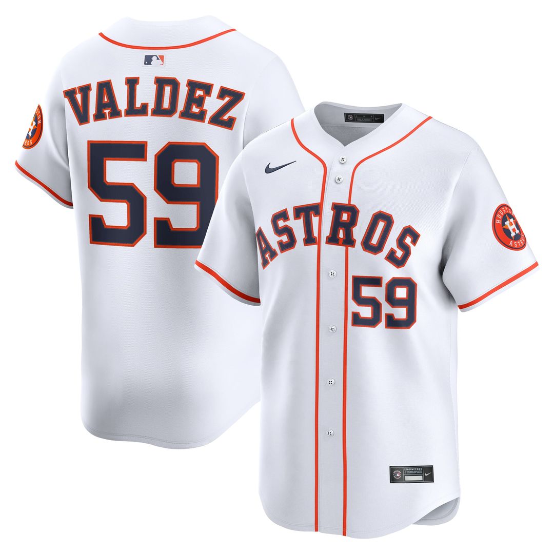 Men's Houston Astros Framber Valdez White Home Limited MLB Baseball Jersey - view 1