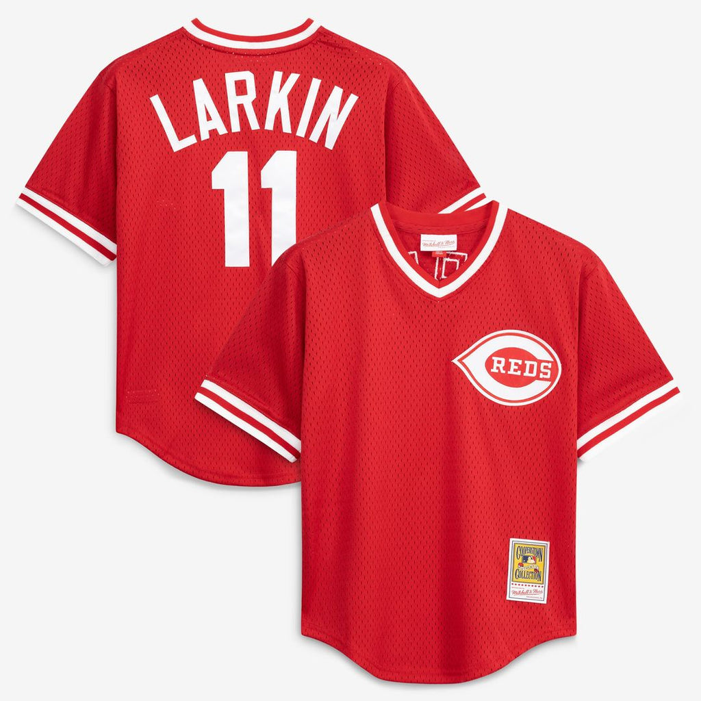 Men's Cincinnati Reds Barry Larkin Red Batting Practice MLB Baseball Jersey - view 1