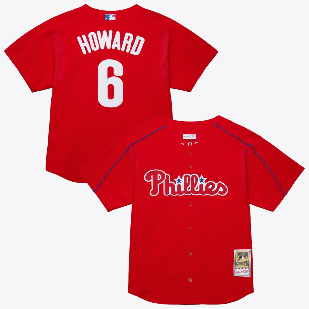 Men's Philadelphia Phillies Ryan Howard Red Big & Tall Cooperstown Mesh Batting Practice MLB Baseball Jersey - view 1