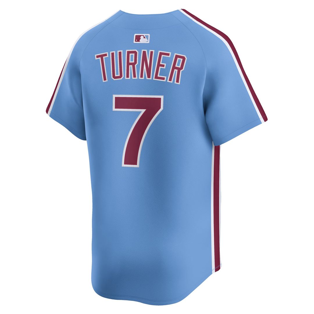 Men's Philadelphia Phillies Trea Turner Light Blue Alternate Limited MLB Baseball Jersey - view 3