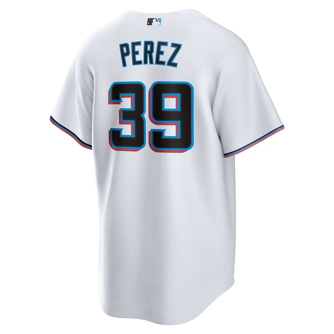Men's Miami Marlins Eury Perez White Home Replica MLB Baseball Jersey - view 3