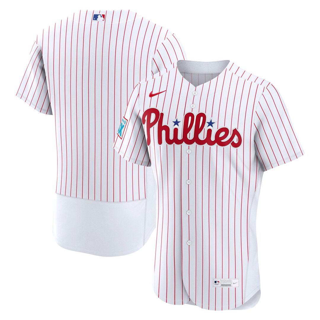 Men's Philadelphia Phillies White Home Sponsor Patch MLB Baseball Jersey - view 1