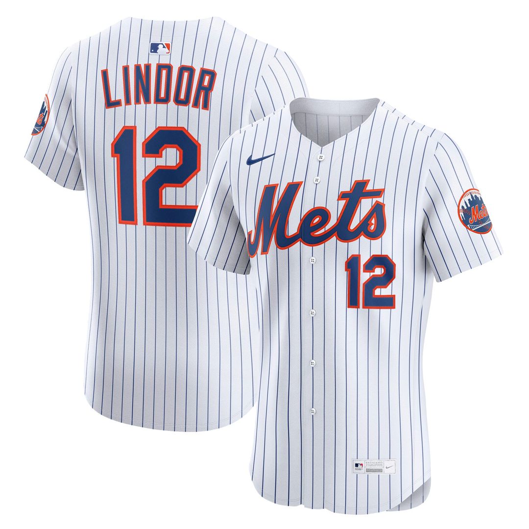 Men's New York Mets Francisco Lindor White Home Elite MLB Baseball Jersey - view 1