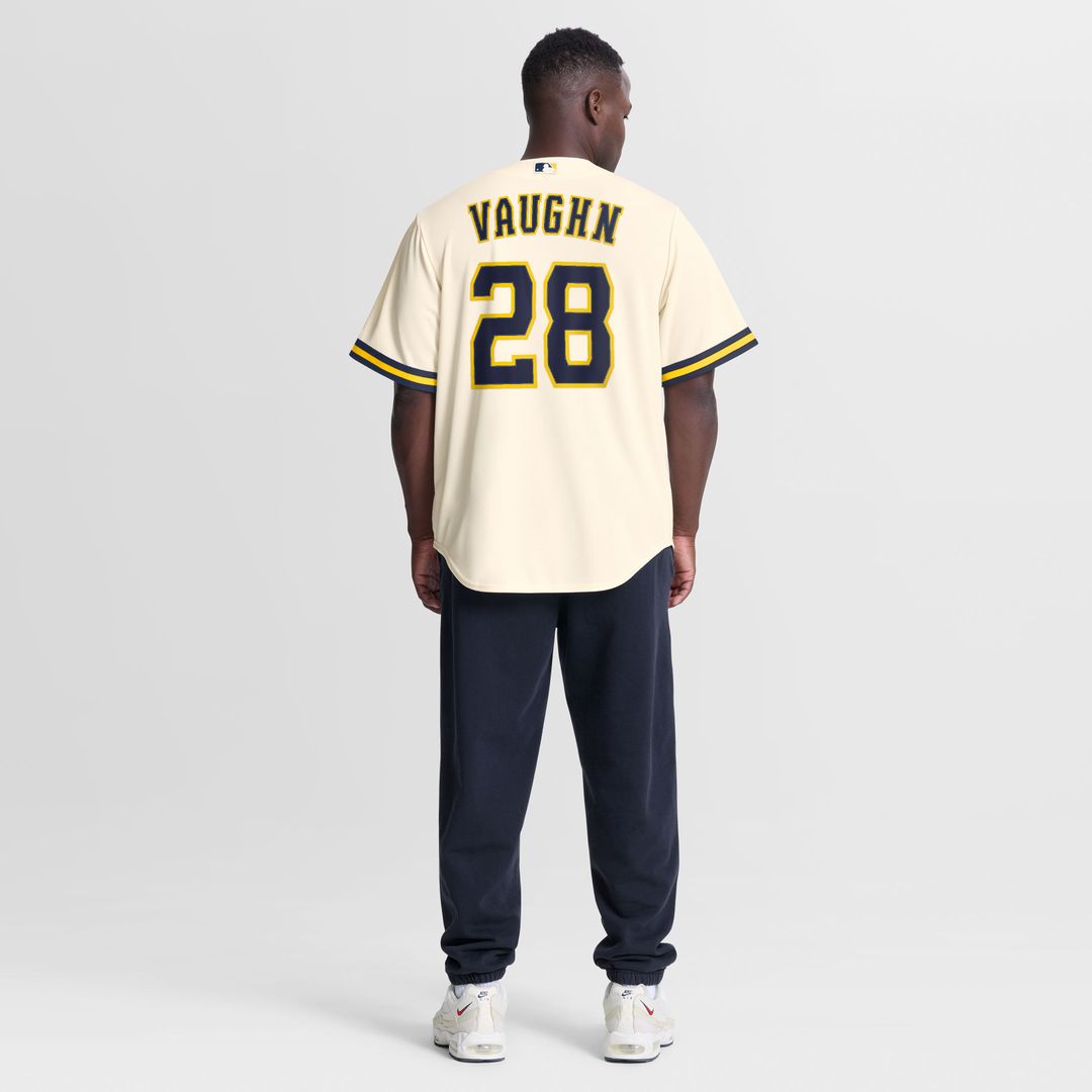 Men's Milwaukee Brewers Andrew Vaughn Cream Home Replica MLB Baseball Jersey - view 3