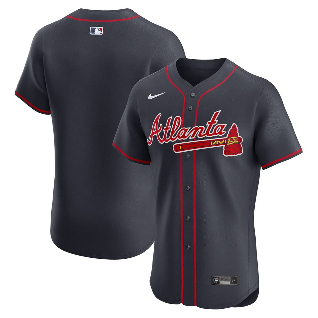 Men's Atlanta Braves Navy Alternate Elite MLB Baseball Jersey - view 4