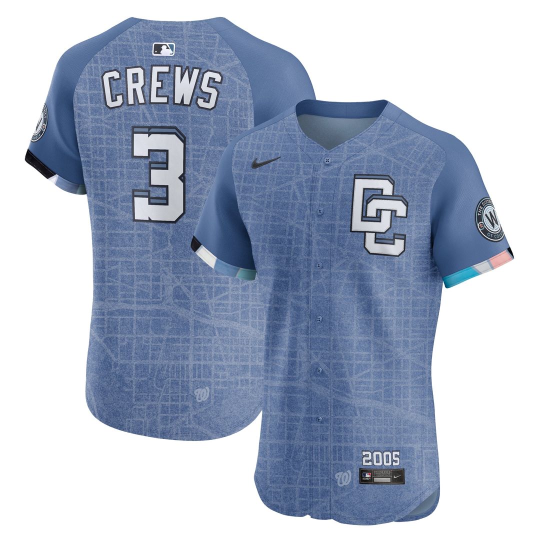 Men's Washington Nationals Dylan Crews Blue 2025 City Connect Elite MLB Baseball Jersey - view 1