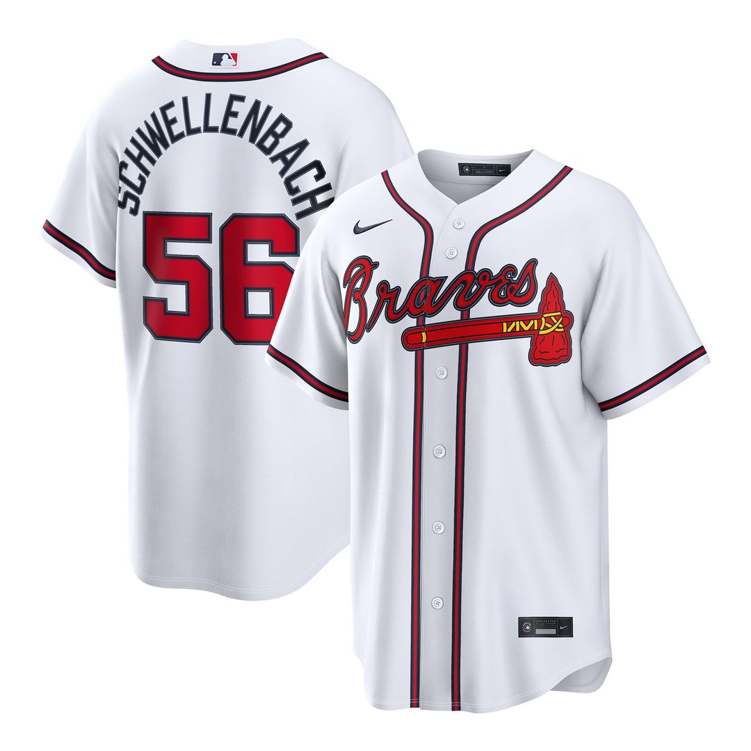 Men's Atlanta Braves Spencer Schwellenbach White Home Replica MLB Baseball Jersey - view 1