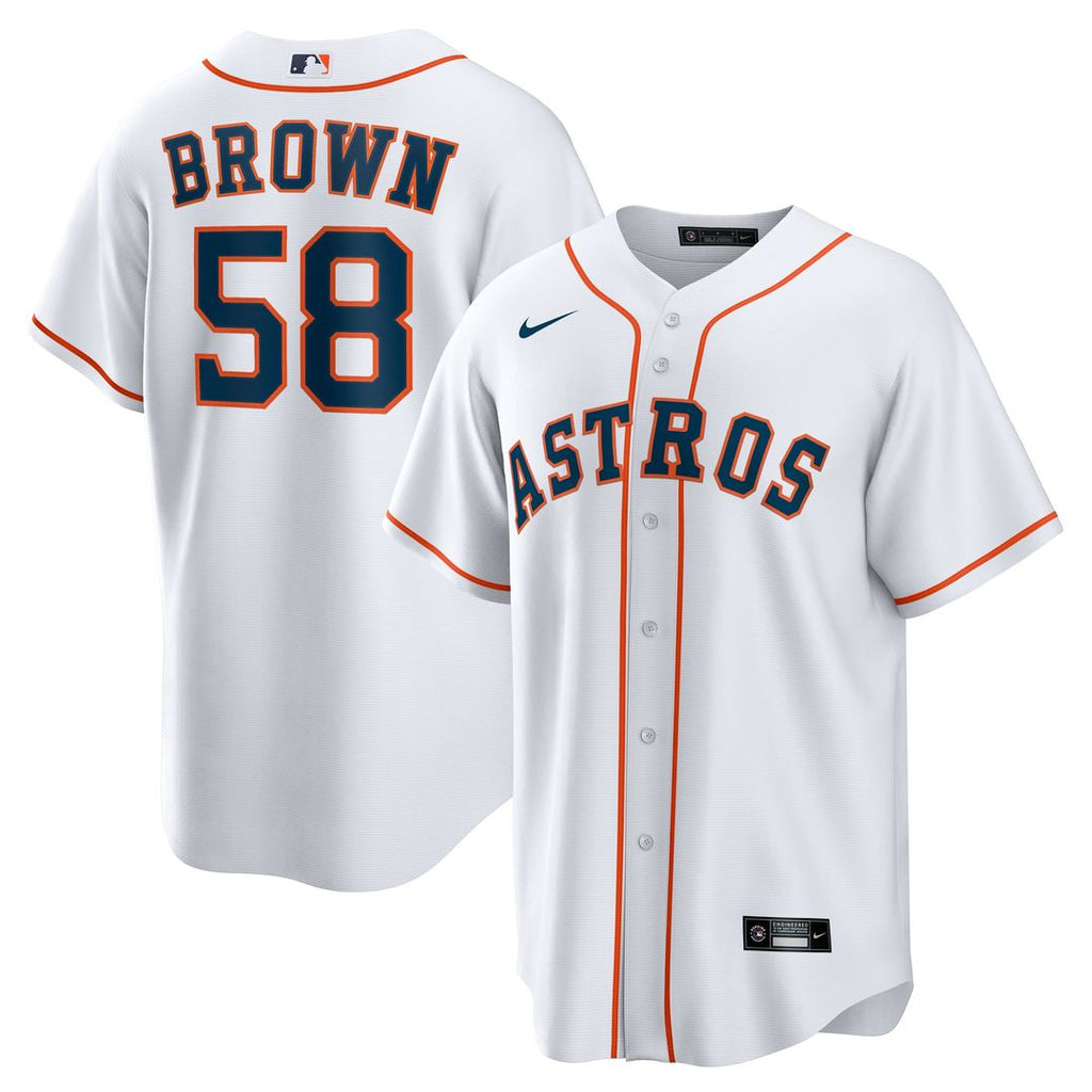 Men's Houston Astros Hunter Brown White Home Replica MLB Baseball Jersey - view 1