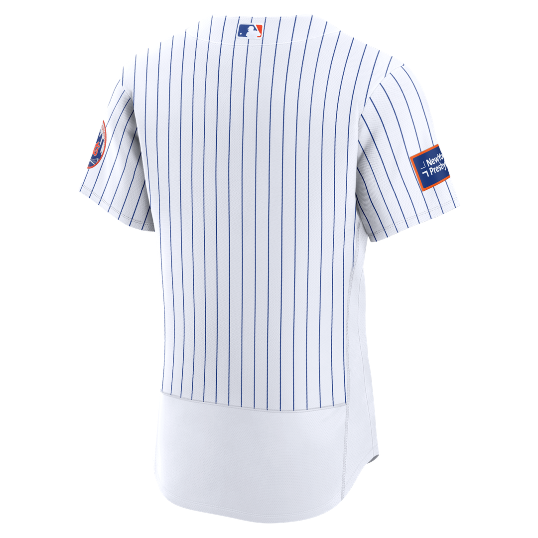 Men's New York Mets White Home Sponsor Patch MLB Baseball Jersey - view 3