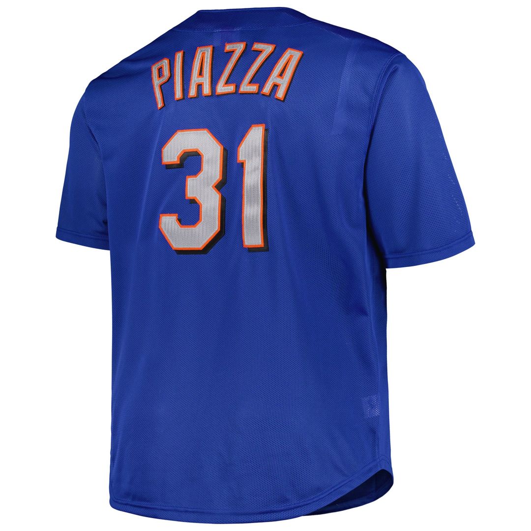 Men's New York Mets Mike Piazza Royal Big & Tall Cooperstown Mesh Batting Practice MLB Baseball Jersey - view 3