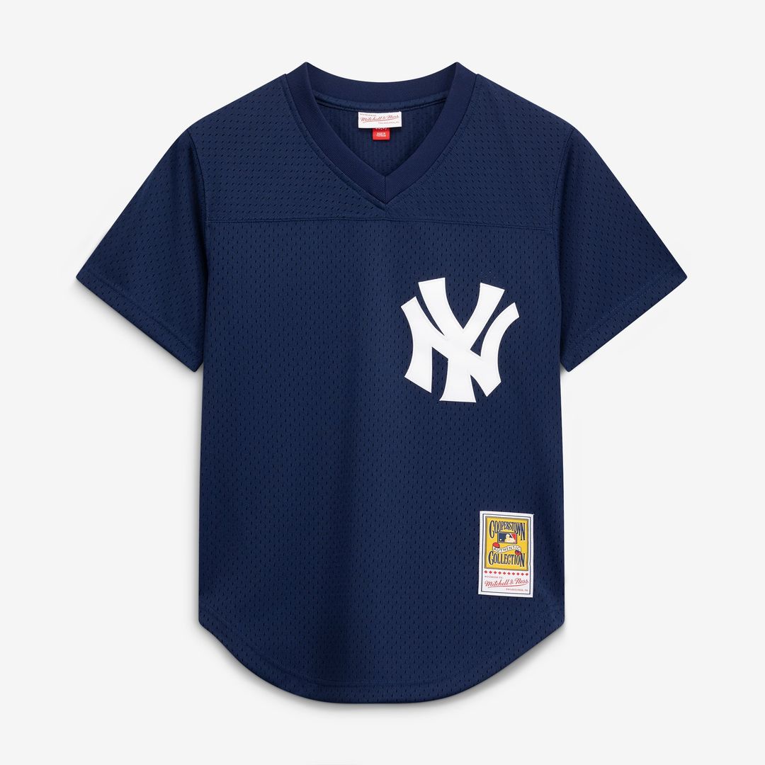 Men's New York Yankees Rickey Henderson Navy Cooperstown Collection Mesh Batting Practice Button-Up MLB Baseball Jersey - view 2