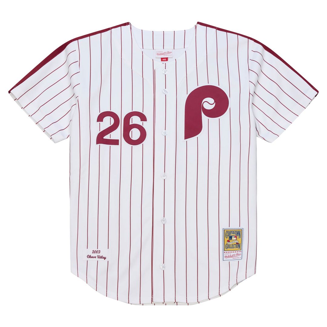 Men's Philadelphia Phillies Chase Utley White 2003 Cooperstown Collection MLB Baseball Jersey - view 2