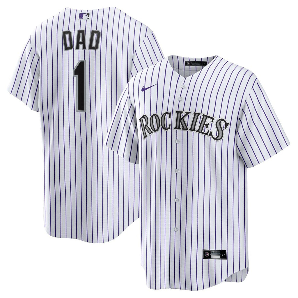 Men's Colorado Rockies White #1 Dad Home Replica MLB Baseball Jersey - view 1