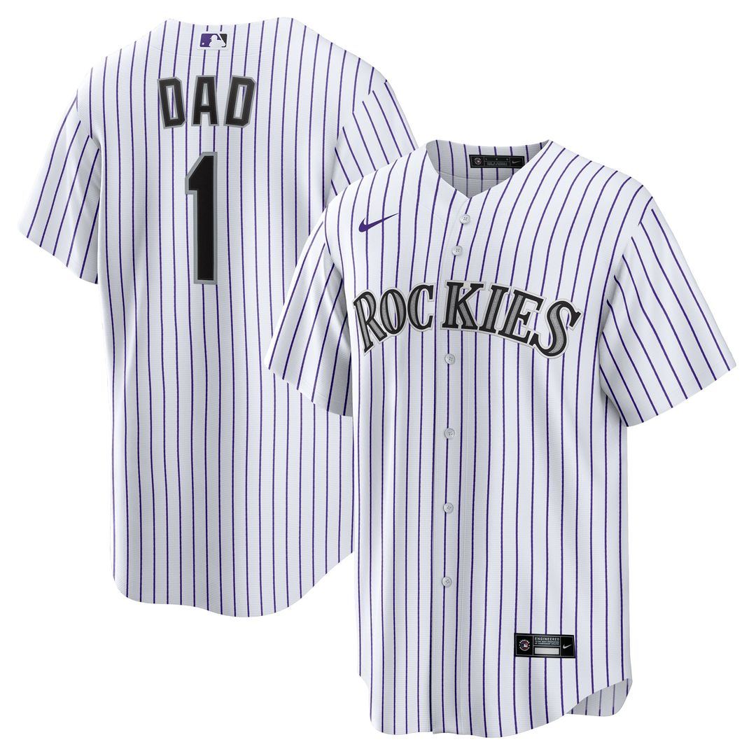 Men's Colorado Rockies White #1 Dad Home Replica MLB Baseball Jersey - view 1