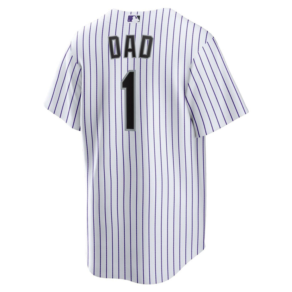 Men's Colorado Rockies White #1 Dad Home Replica MLB Baseball Jersey - view 3