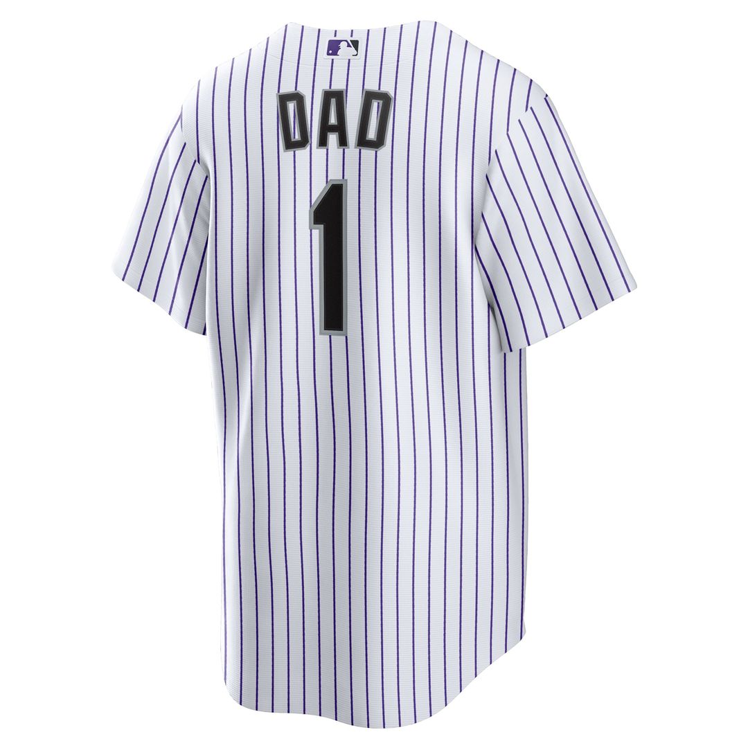 Men's Colorado Rockies White #1 Dad Home Replica MLB Baseball Jersey - view 3