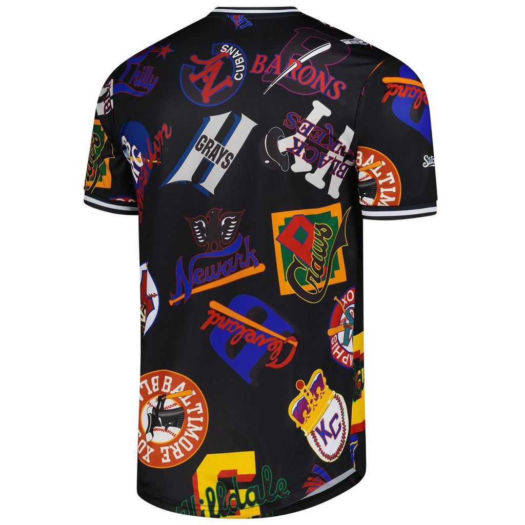 Men's Negro League Baseball Black Allover Print V-Neck Baseball MLB Baseball Jersey - view 3